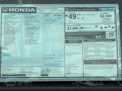 2026 Honda Civic Hybrid Sport