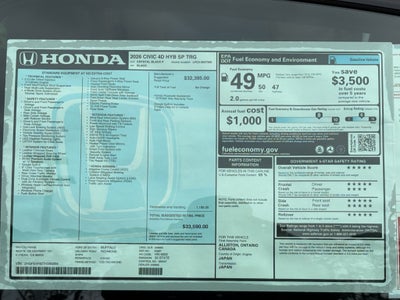 2026 Honda Civic Hybrid Sport Touring